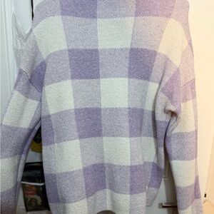 Plaid Purple and White Women's Sweater